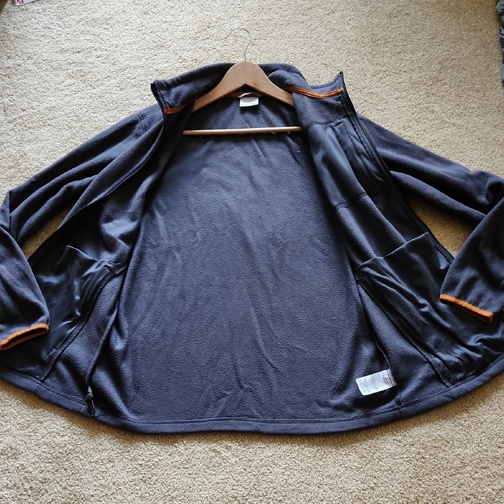 COLUMBIA Charcoal Grey Fleece Jacket Rustic Orange Details Men Sz M Gorpcore - Picture 13 of 16